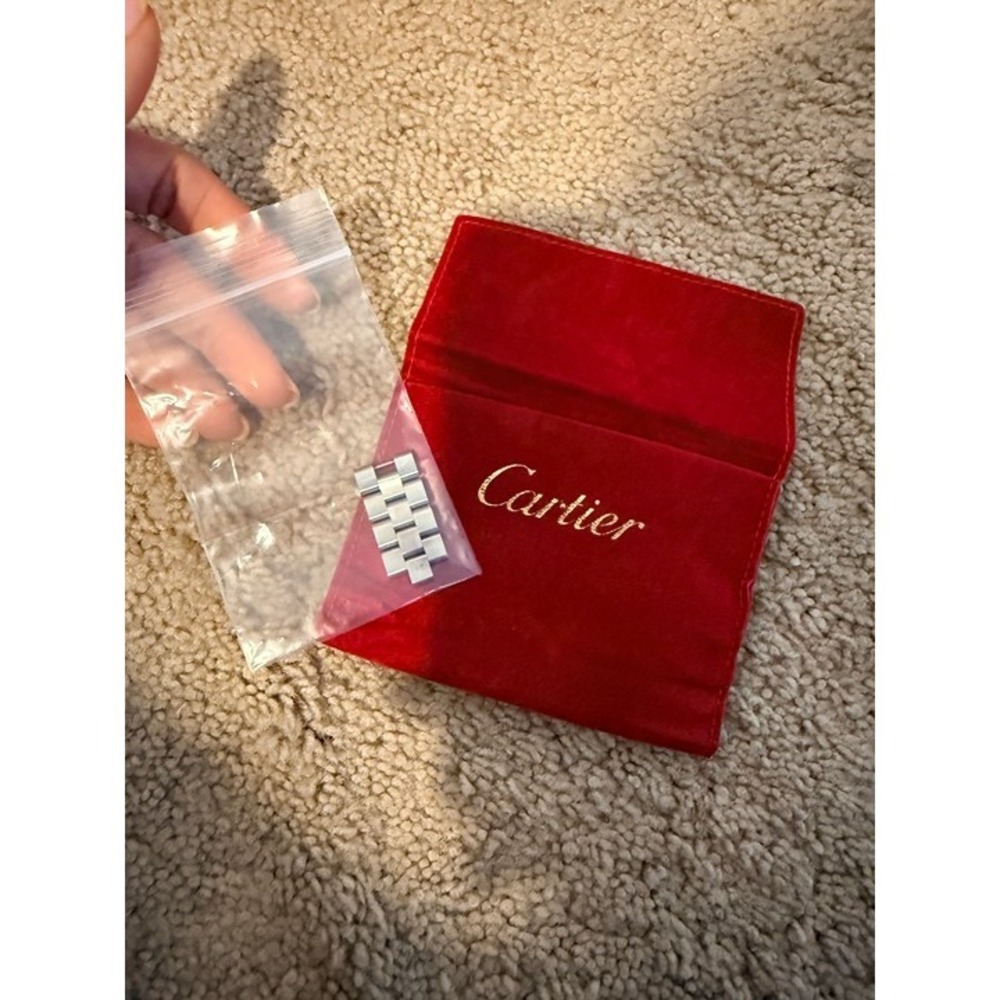 NWOT GENUINE CARTIER 4 Extra Links 18MM for Roadster Watch & Travel Pouch